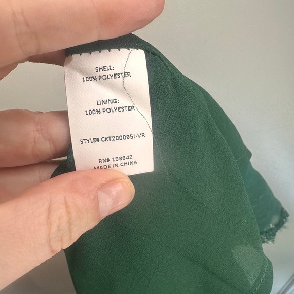 Mello Day Green Sheer Metallic Burnout Blouse Ruffle Mock Neck Long Sleeve Top - Picture 7 of 11